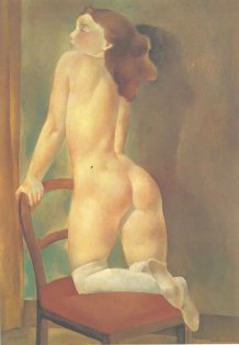 Nu à genoux sur une Chaise