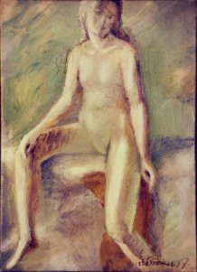 Jeune femme nue assise
