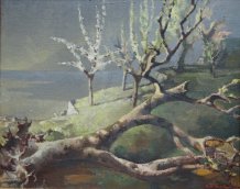 Paysage à l'arbre déraciné