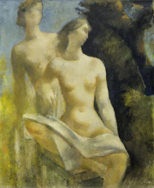 &quot;Deux femmes nues&quot; (1944, 55x46 cm), vendu 18 000 CHF (estimation 2-3000 CHF) ©Ass. RTh Bosshard