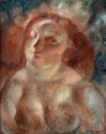 Buste de femme rousse nu
