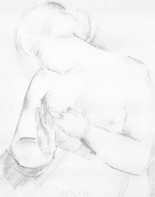 Femme nue tenant son sein