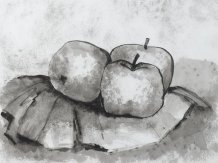 Trois pommes sur un papier