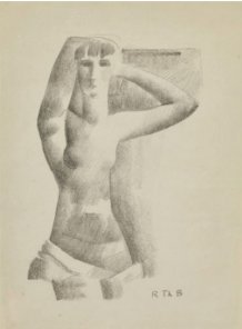 Torse de femme nue aux bras levés